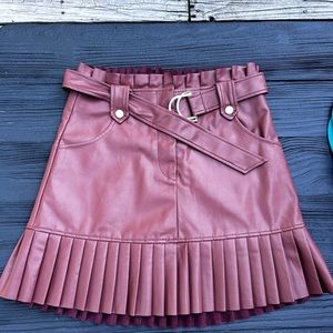 Zara faux leather mini skirt with gold hardware